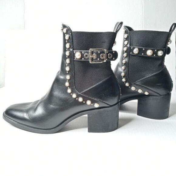 Zara black studded ankle boots size 41 - Picture 2 of 16